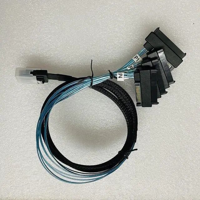 Alt view image 2 of 4 - 2PCS Mini SAS 36pin Power SFF-8087 to SFF-8482 4 SATA SAS Power Cable 3FT Blue