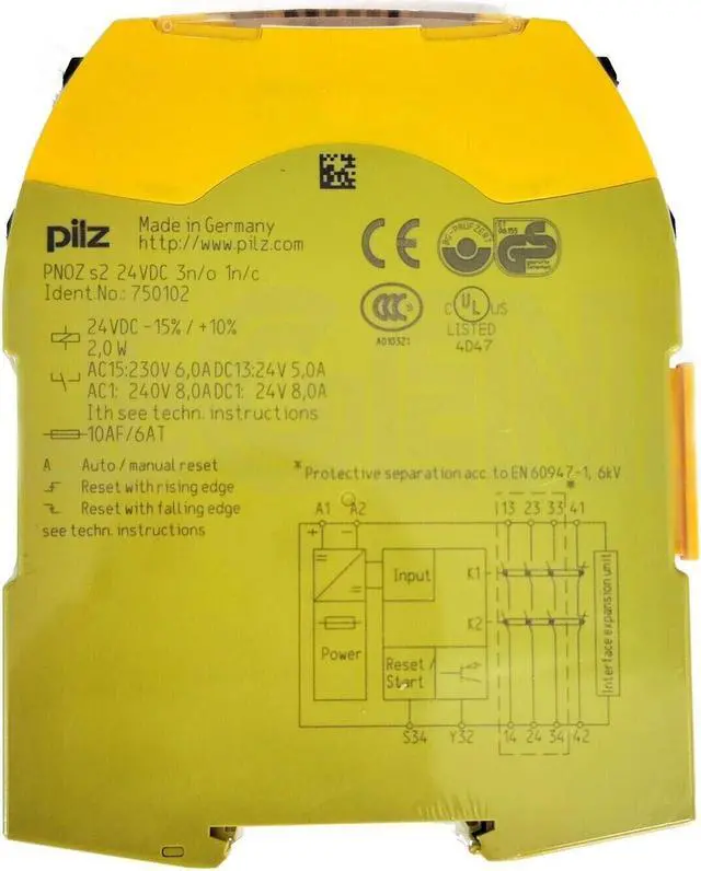 Main image of 1PC New Pilz 751102 PNOZ s2 C Safety Relay 24VDC 3 n/o 1 n/c