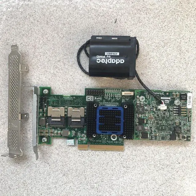 Alt view image 3 of 6 - Adaptec Raid Controller ASR-6805T 8 Ports PCIE2 x8 512MB + AFM-600CC 2PCS 8087