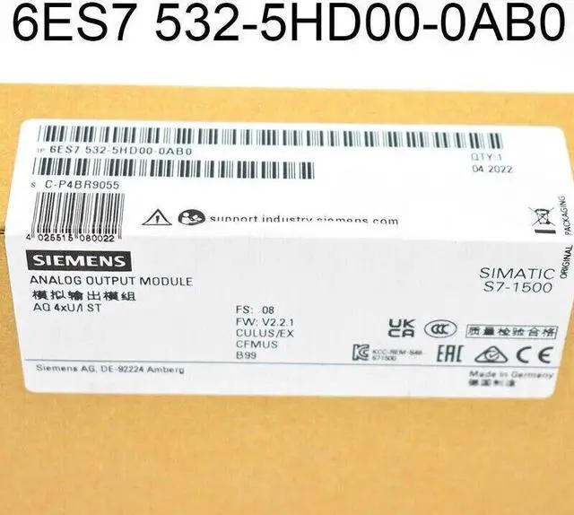 Alt view image 6 of 6 - NEW SIEMENS 6ES7 532-5HD00-0AB0 6ES7532-5HD00-0AB0 S7-1500 Analog Output Module