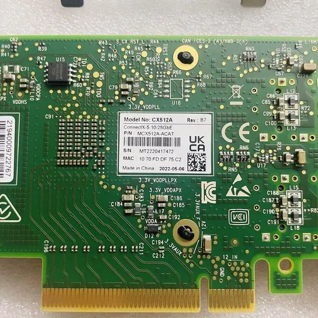 Alt view image 4 of 4 - Mellanox ConnectX-5 CX512A 10/25GbE Dual-Port SFP28 PCIe Adapter MCX512A-ACAT