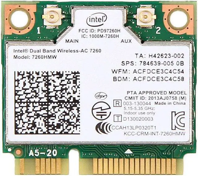 Main image of Dual Band Wireless Intel 7260 7260HMW 867M BT4.0 802.11ac Mini PCI-E Wifi Card