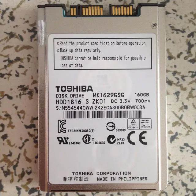 Main image of Toshiba MK1629GSG 160gb For IBM X300 X301 Hp 2530p 2730p 2540p 2740p Hard Drive