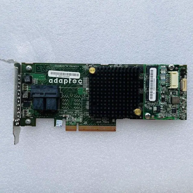 Alt view image 4 of 5 - Adaptec ASR-7805 1G 6GB/s SAS PCIe RAID Controller Card 1GB Cache w/ Batter