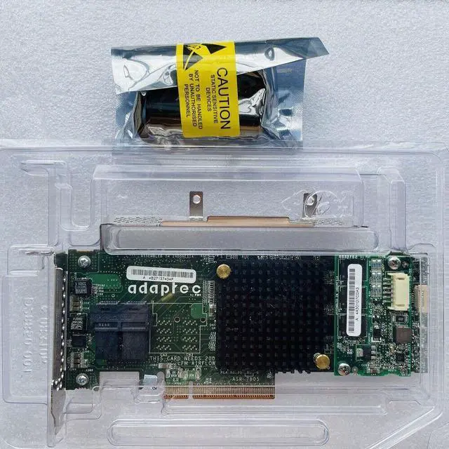 Alt view image 2 of 5 - Adaptec ASR-7805 1G Cache PCIe 6GBs RAID Adapter Card w/ Batter + 8643 cables