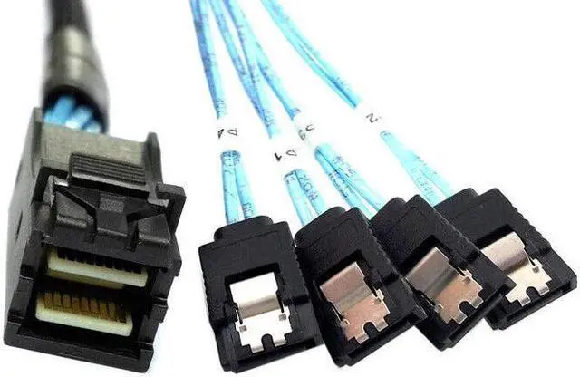 Alt view image 3 of 5 - 2x Mini SAS SFF-8643 to 4 SATA 7pin hard disk 6Gbps data Server Raid Cable 1m