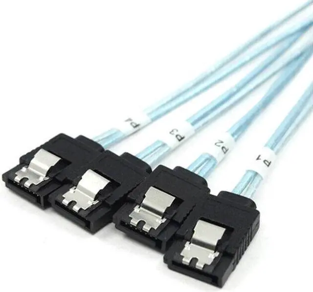 Alt view image 5 of 5 - 2x Mini SAS SFF-8643 to 4 SATA 7pin hard disk 6Gbps data Server Raid Cable 1m