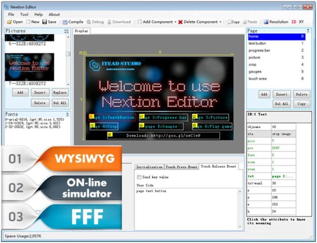 Alt view image 6 of 6 - 3.2" Nextion NX4024T032 USART HMI TFT Intelligent LCD Touch Display Module