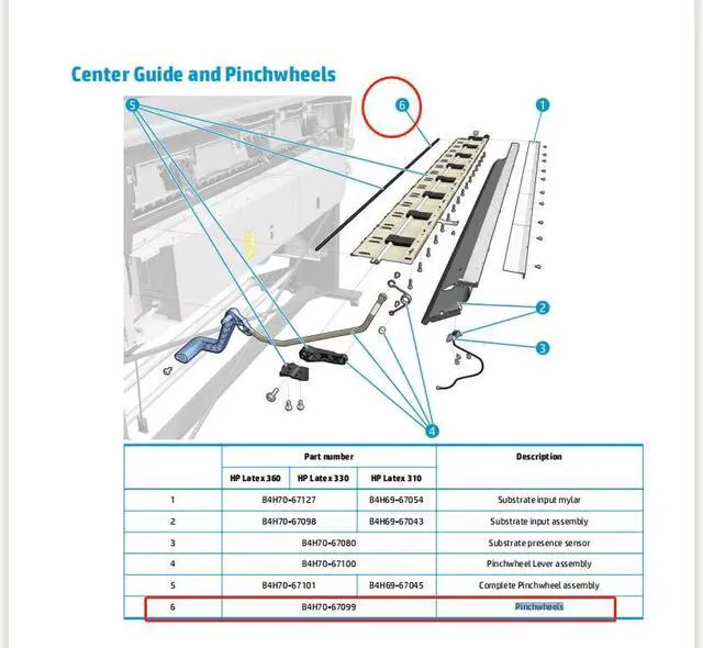 Alt view image 2 of 2 - B4H70-67099 Pinchwheel kit For HP Latex 260 310 330 360 370 365 375 110 560 570