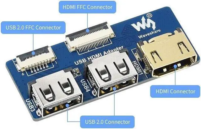 Alt view image 2 of 6 - FFC Connector To Standard Connector USB HDMI Adapter for CM4-IO-BASE Adapting