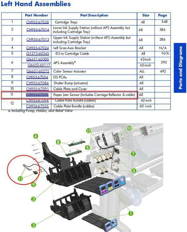 Alt view image 3 of 3 - ch955-67096 Paper jam sensor Fit for HP Designjet L25500 L26500 Latex 260
