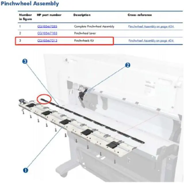 Alt view image 2 of 3 - 1X CQ105-67013 Pinchwheels Kit Fit For HP Designjet T7100 T7200