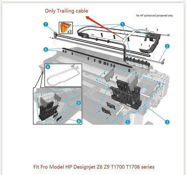 Alt view image 4 of 5 - Trailing Cable 44'' Fit For HP Designjet Z6 Z9 T1700 Of Carriage Ink Tubes Cable