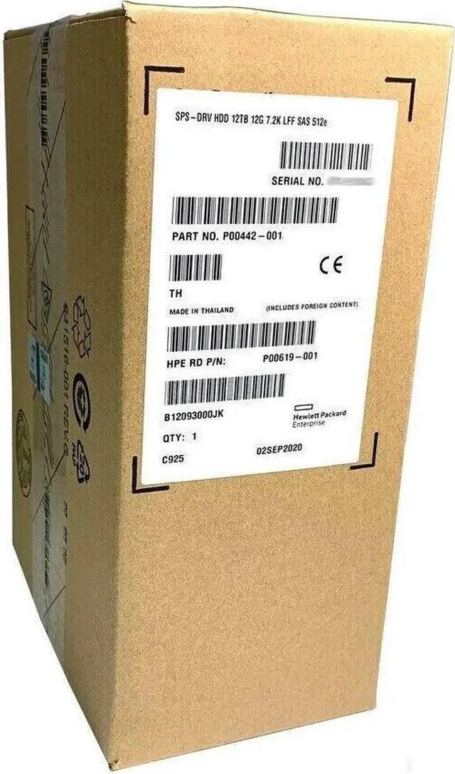 Alt view image 3 of 3 - HPE MSA 12TB 12G SAS 7.2K 3.5" MIDLINE 512E HDD Q2R42A P00442-001