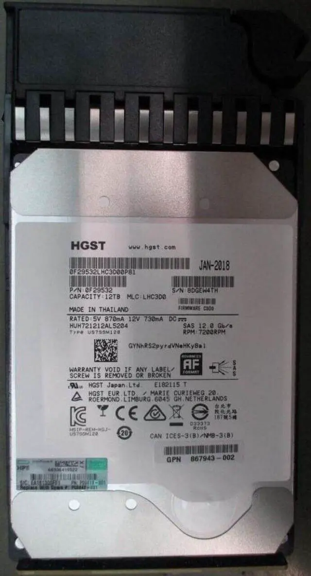 Main image of HPE MSA 12TB 12G SAS 7.2K 3.5" MIDLINE 512E HDD Q2R42A P00442-001