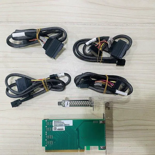 Alt view image 2 of 4 - U.2 NVMe SSD SFF8643 to SFF-8639 NVMe U.2 with Cable PCIe x16 Quad Port Adapter