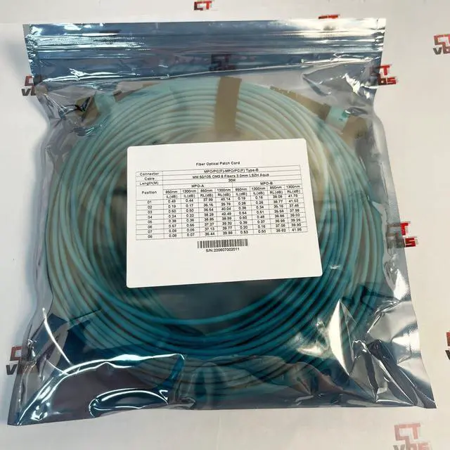Alt view image 2 of 4 - 3~30M MPO Cable Female OM3 8 Fiber MPO to MPO Type B Fiber Patch Cord