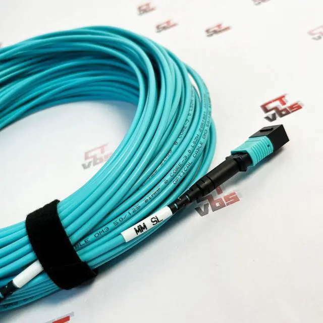 Alt view image 4 of 7 - 30M MPO Cable 8 Fiber MPO-MPO Female to Female Multi Mode Type B OM3 Fiber Cable