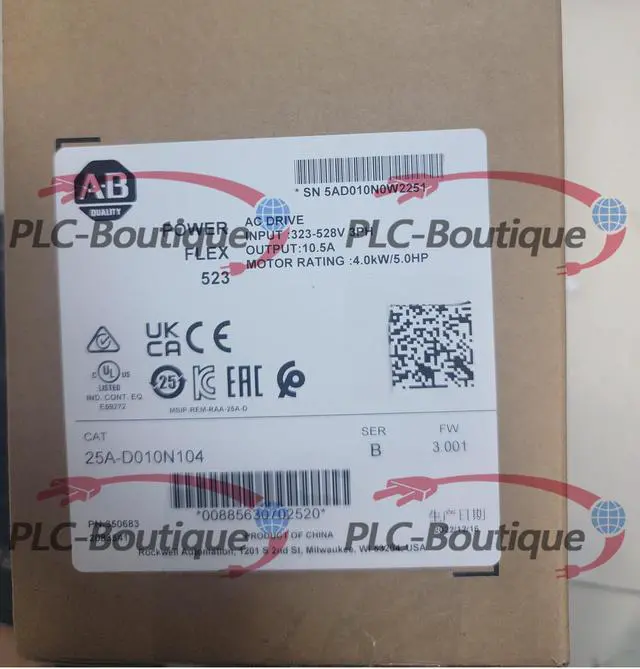 Main image of 2022-2023 NEW Sealed Allen-Bradley 25A-D010N104 523 4kW 5Hp AC Drive