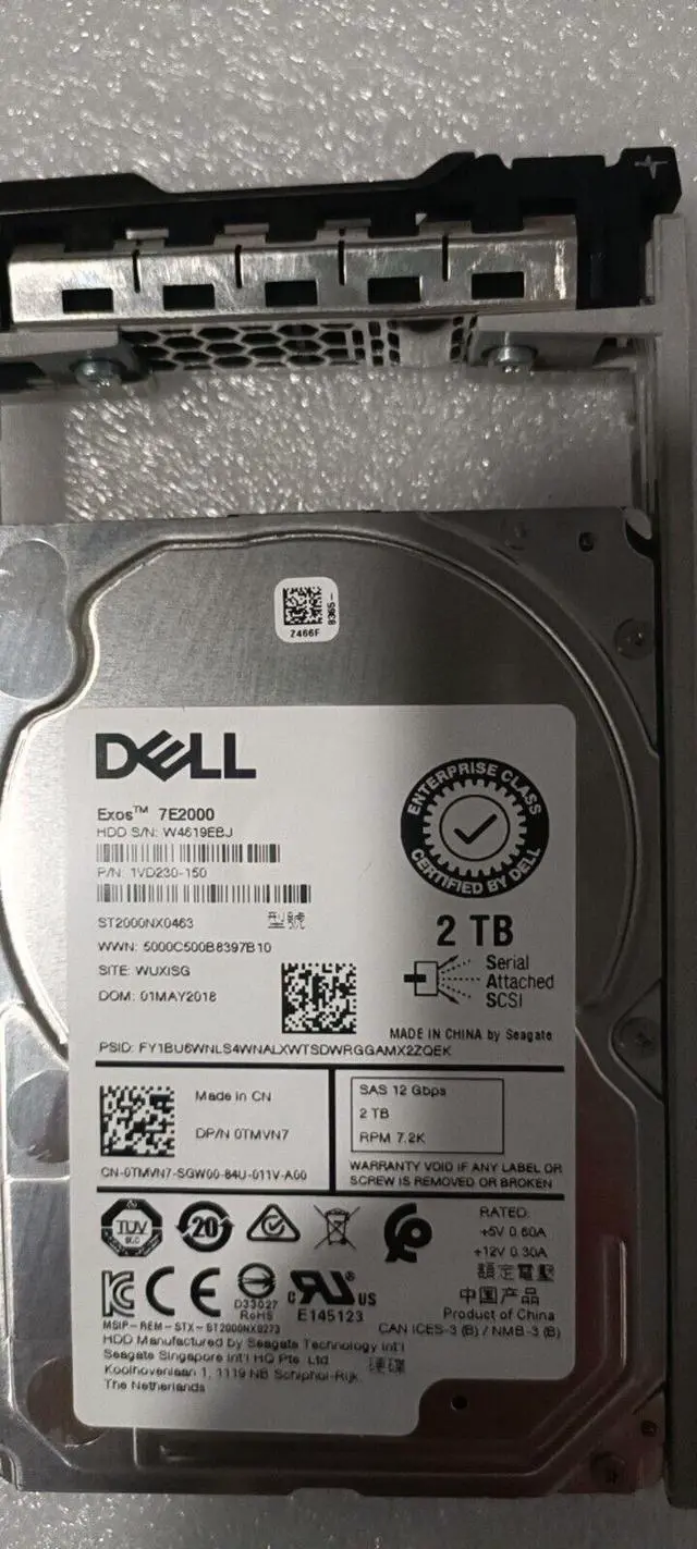 Main image of 0Y6W8N Y6W8N 2TB ST2000NX0463 7.2K SAS 2.5" SFF 12Gbp Hard Drive HDD w/tray
