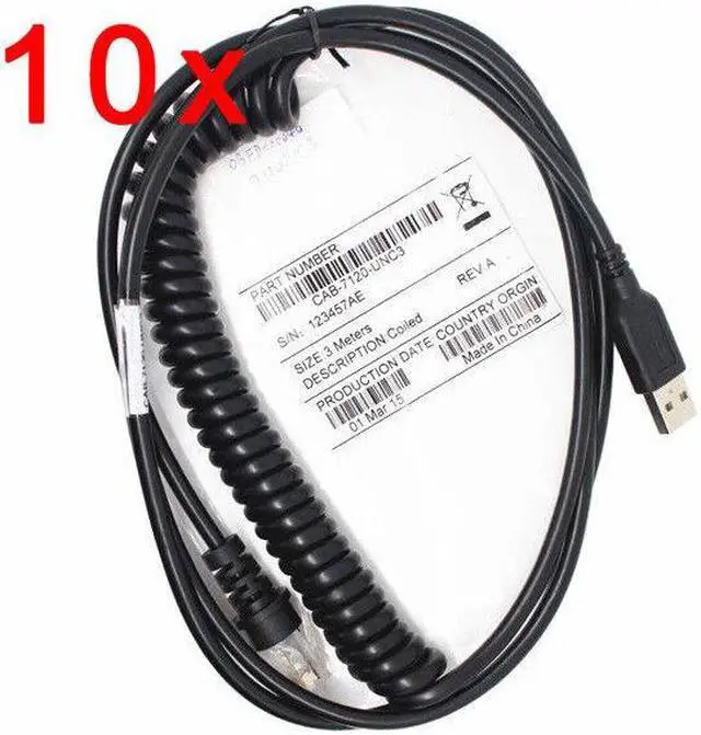 Main image of 10x 9FT Coiled USB Cable For Honeywell Metrologic MS7120 MS9540 MS9520 Reader