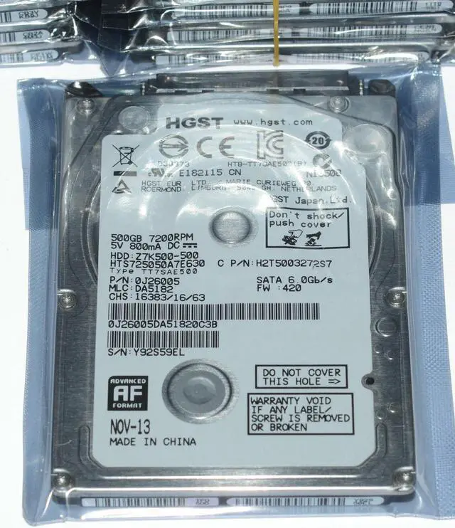 Main image of NEW HGST HTS725050A7E630 500GB 7200RPM 2.5" SATA Thin Laptop Hard Driv 7mm 2.5"