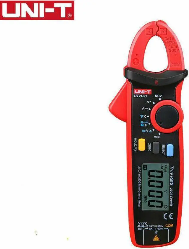 Alt view image 2 of 6 - UNI-T UT210D Clamp Meter AC/DC Current Voltage Digital Multimeter Temp Tester