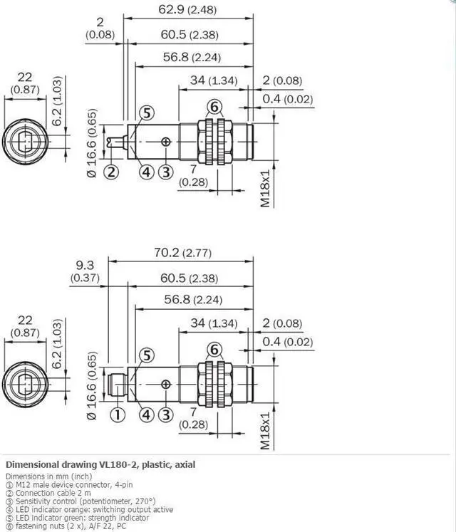 Alt view image 2 of 3 - SICK VL180-2P42436 Cylindrical photoelectric sensors ,PNP,NewKd