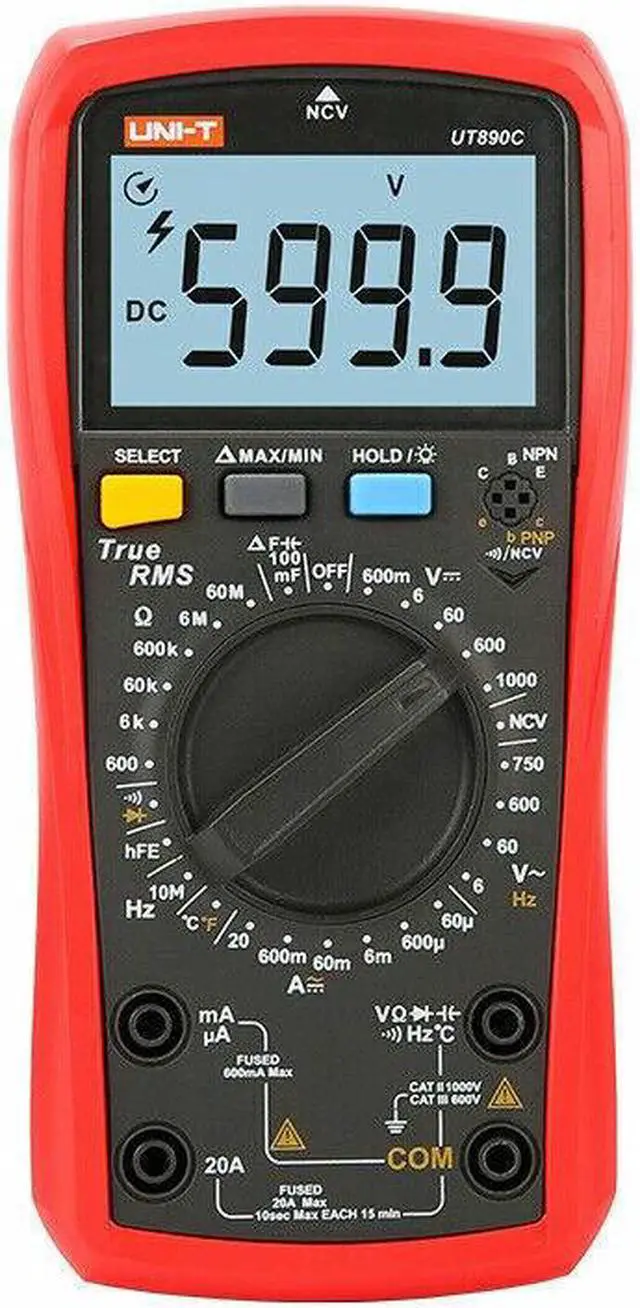 Alt view image 3 of 5 - UNI-T UT890C Digital LCD Multimeter AC DC LCD Backlight Automotive Temperatur K
