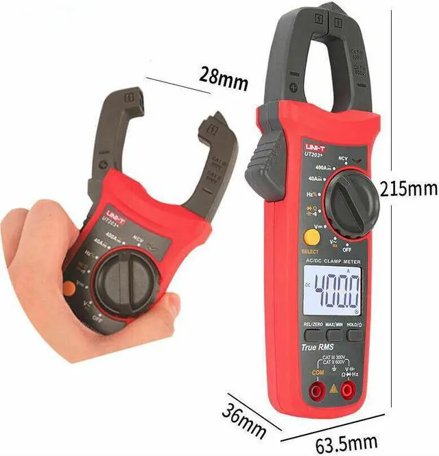 Alt view image 3 of 5 - UNI-T UT203+ Digital Handheld Clamp Meter AC DC Current Tester 400-600A,True Kd