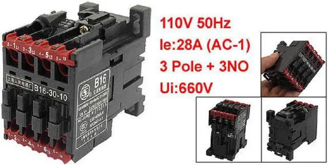 Alt view image 2 of 2 - B16-30-10 3 Pole 3NO Mounting Rail AC Contactor Coil 110V 50Hz 35mmKd