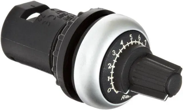 Alt view image 3 of 4 - Eaton M22-R4K7 Potentiometer 22mm Diameter 4.7Ohm Resistance Silver Bezel KD