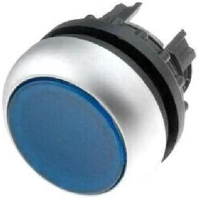 Alt view image 3 of 3 - 1PCS EATON M22-DL-B Pushbutton 22mm Illuminated Bezel Silver Button Blue KD
