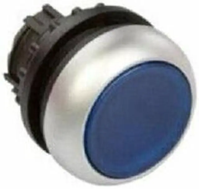 Alt view image 2 of 3 - 1PCS EATON M22-DL-B Pushbutton 22mm Illuminated Bezel Silver Button Blue KD