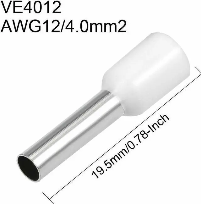 Alt view image 2 of 3 - VE4012Insulated Cord Pin End Wire Connector Crimp Terminal AWG12 White 100PcsKD
