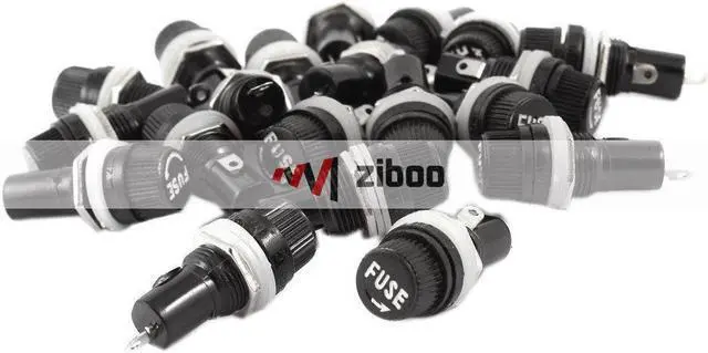 Main image of 20 Pcs 5mm x20mm Electrical Panel Screw Mounted Fuse Holder Black Silver ToneKd