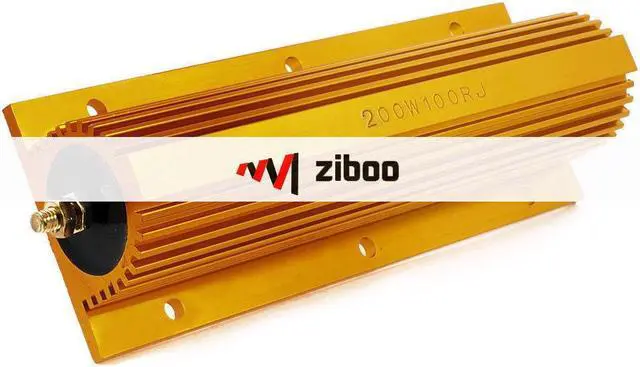 Main image of Gold Tone Aluminium Clad Resistor 200W 100 Ohm Reisistance 15.5 x 4.8cmx0.3cmKd