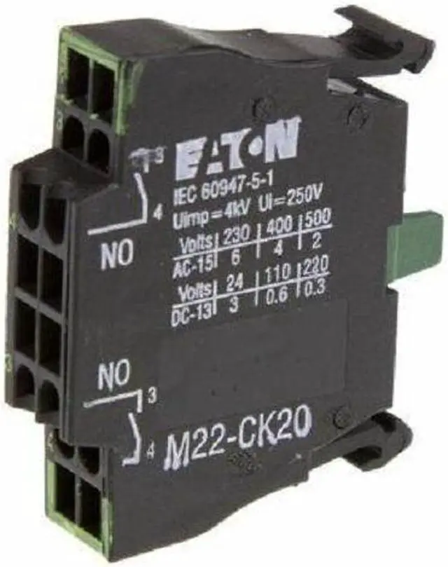 Main image of 1PCS EATON M22-CK20 Contact Block 2NO Spring-cage Black KD