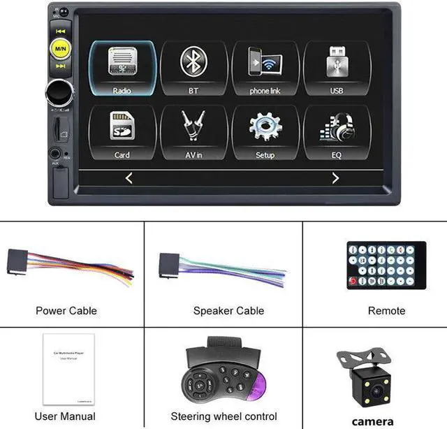 Alt view image 2 of 7 - 2Din Car Radio 7" HD Touch Screen Audio Stereo Video MP5 For Carplay Mirror Link