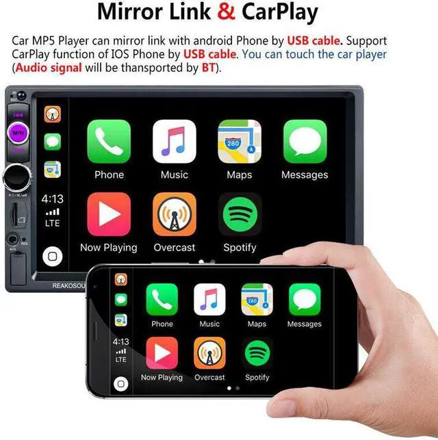 Alt view image 7 of 7 - 2Din Car Radio 7" HD Touch Screen Audio Stereo Video MP5 For Carplay Mirror Link