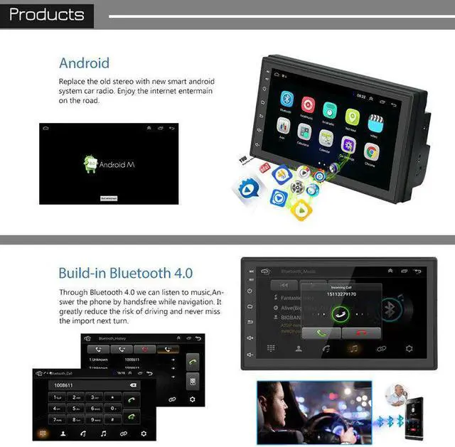 Alt view image 7 of 7 - Car Stereo 2 Din Radio Android 8.0 GPS Navigation Touchscreen Audio Stereo USB