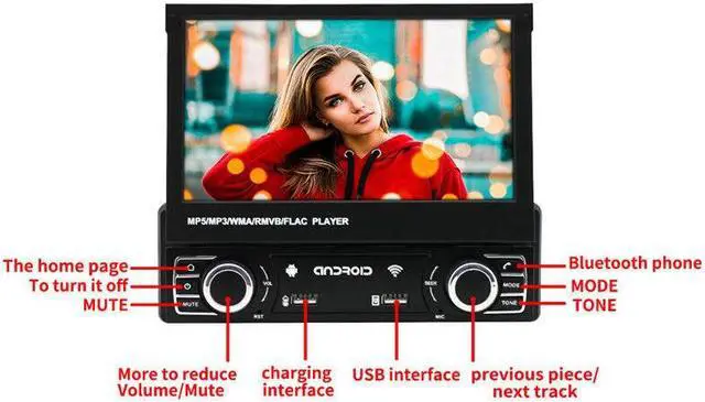 Alt view image 3 of 7 - Android Car Radio Tape Recorder GPS Navigation 7" Retractable Screen Multimedia