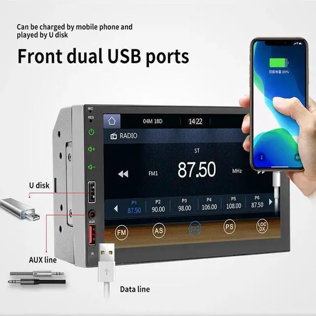 Alt view image 5 of 7 - Car Radio Autoradio Multimedia Player Stereo MP5 Camera For Carplay Android Auto