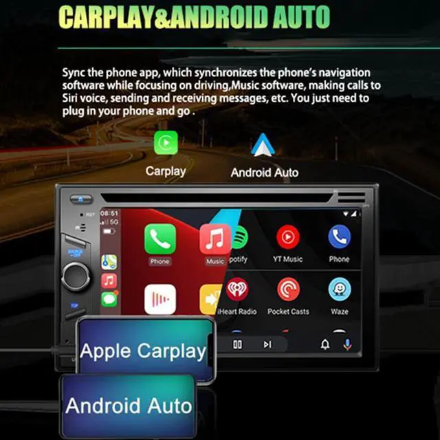 Alt view image 7 of 7 - 2Din 6.2in Car DVD Player Multimedia Radio For Carplay Navigation Stereo Video