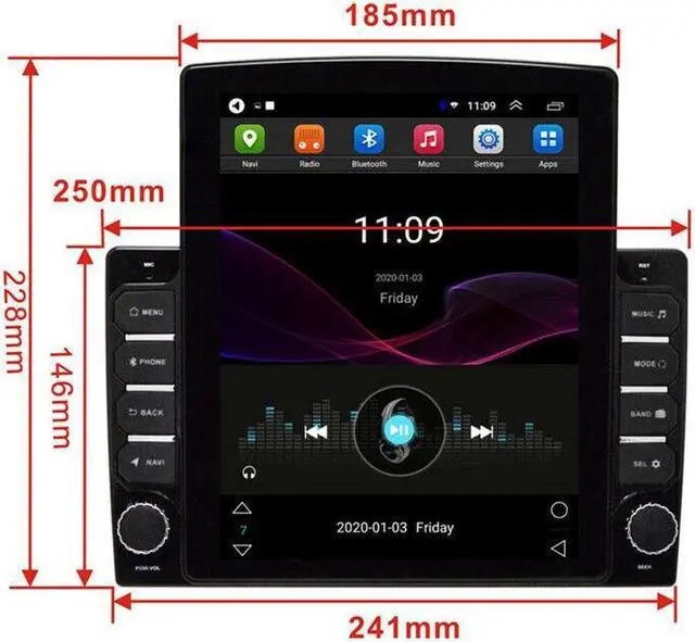 Alt view image 5 of 7 - Car Android 9.7in Vertical Screen Radio Audio Stereo GPS Navigation Video Player