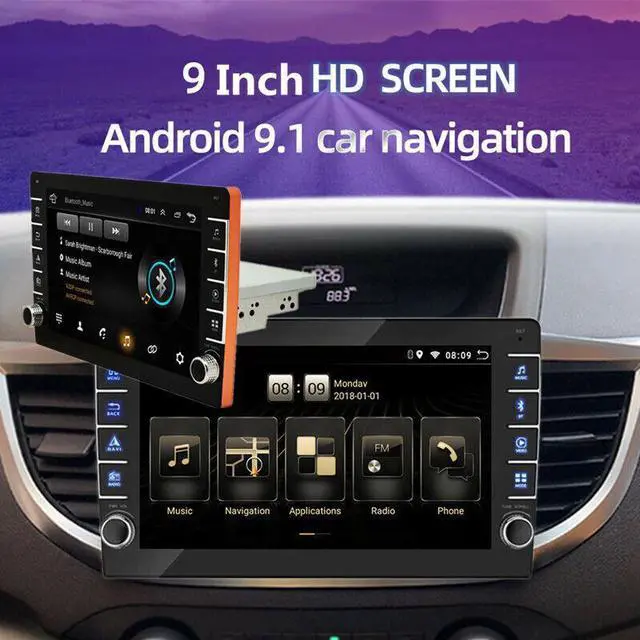 Main image of 9in Android 1+16G 1Din Radio Car Multimedia Player Button Knob GPS Navigation
