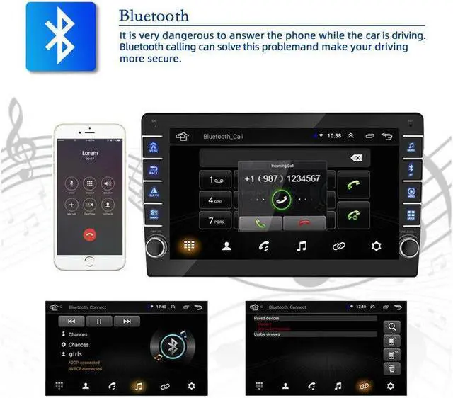 Alt view image 7 of 7 - 9in Android 1+16G 1Din Radio Car Multimedia Player Button Knob GPS Navigation