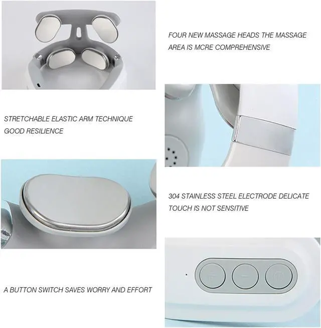 Alt view image 3 of 7 - Micro Neck Massager with Heat Pulse Shiatsu Kneading Beating Free Massage D9H2