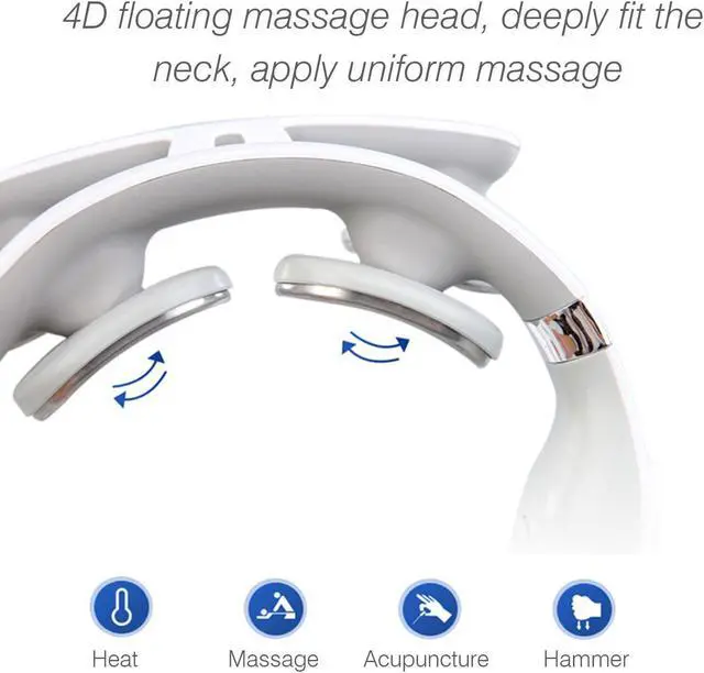 Alt view image 7 of 7 - Micro Neck Massager with Heat Pulse Shiatsu Kneading Beating Free Massage D9H2