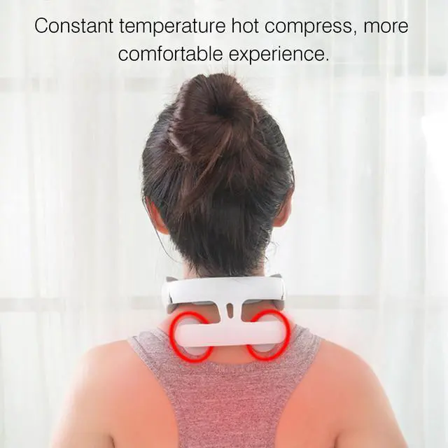 Alt view image 6 of 7 - Micro Neck Massager with Heat Pulse Shiatsu Kneading Beating Free Massage D9H2